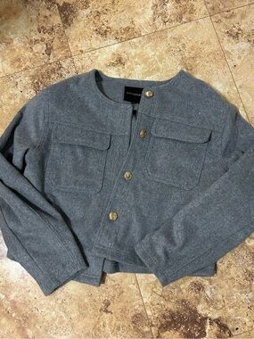 Dictionary Gray Button-Front Jacket